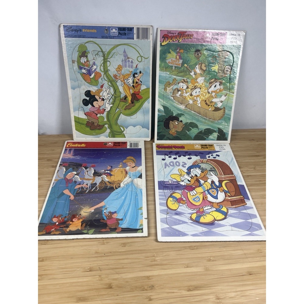 Disney Frame‎ Tray Puzzle Lot Mickey DuckTales Little Mermaid Beauty Beast